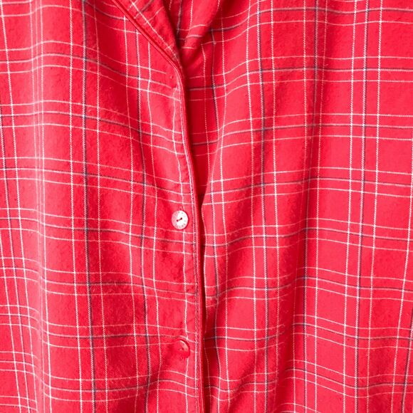 Victoria’s Secret Pajama Top Sz Small Red Plaid Long-Sleeves 100% Cotton Buttons - Picture 3 of 10